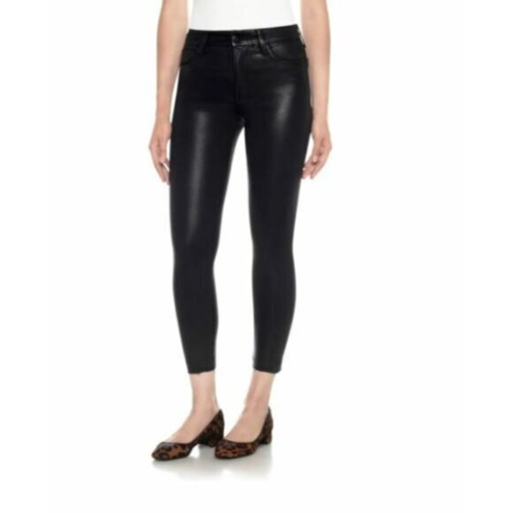 Joe's Jeans The Charlie High Rise Coated Skinny Jeans Black Raw Hem SZ 30 New